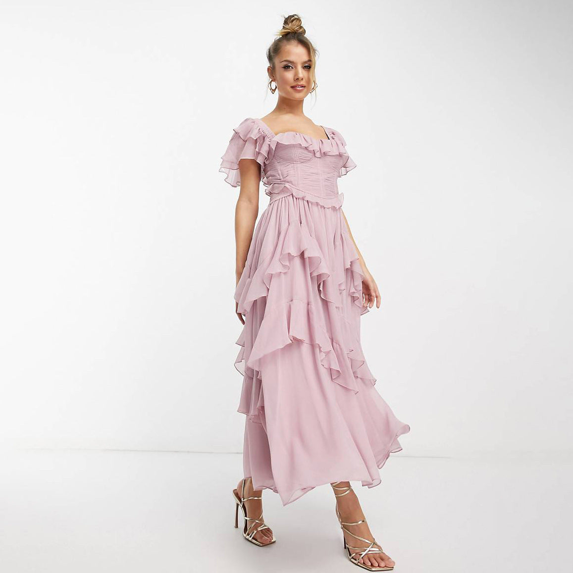 Robe Romantique à Volants et Niveaux