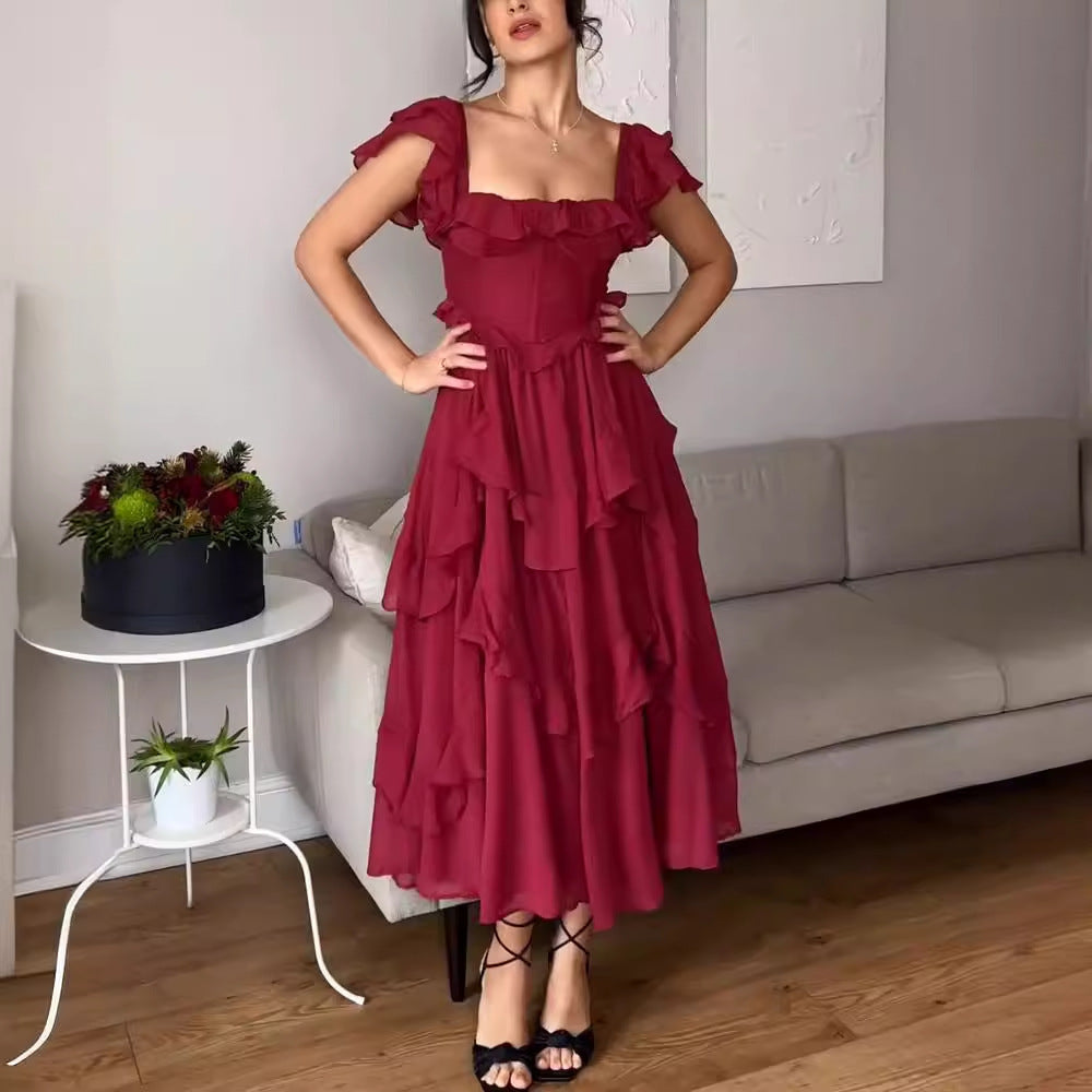 Robe Romantique à Volants et Niveaux