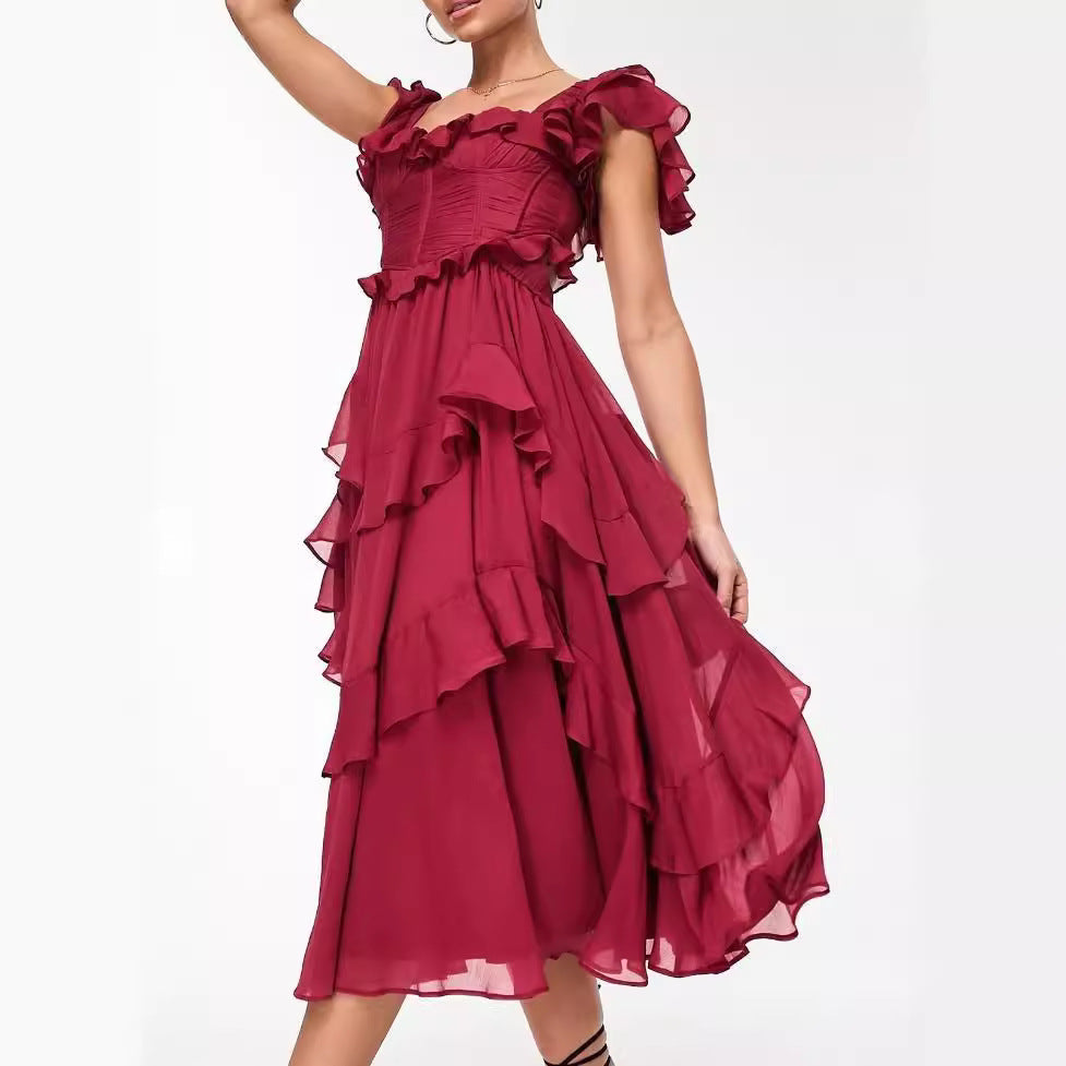 Robe Romantique à Volants et Niveaux