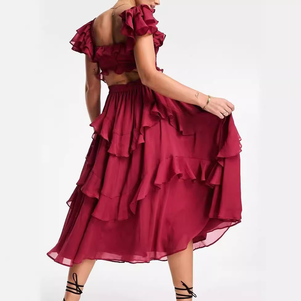 Robe Romantique à Volants et Niveaux