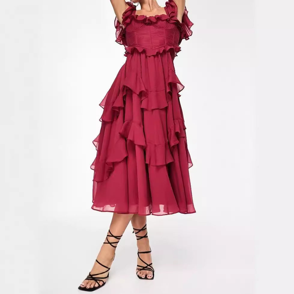 Robe Romantique à Volants et Niveaux