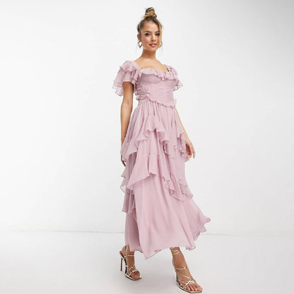 Robe Romantique à Volants et Niveaux