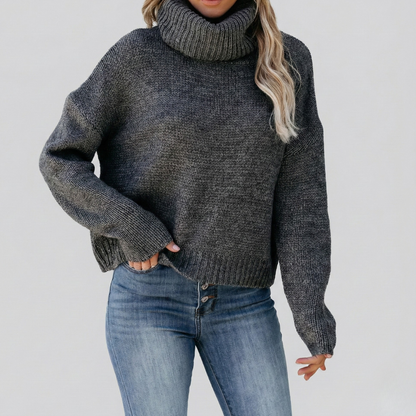 Pull Côtelé Col Roulé