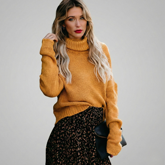 Pull Côtelé Col Roulé