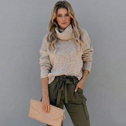 Pull Côtelé Col Roulé