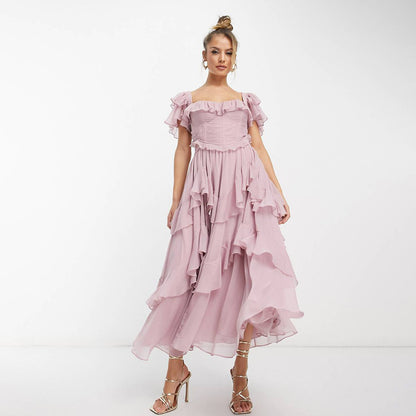 Robe Romantique à Volants et Niveaux