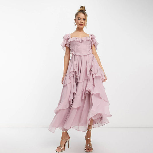 Robe Romantique à Volants et Niveaux